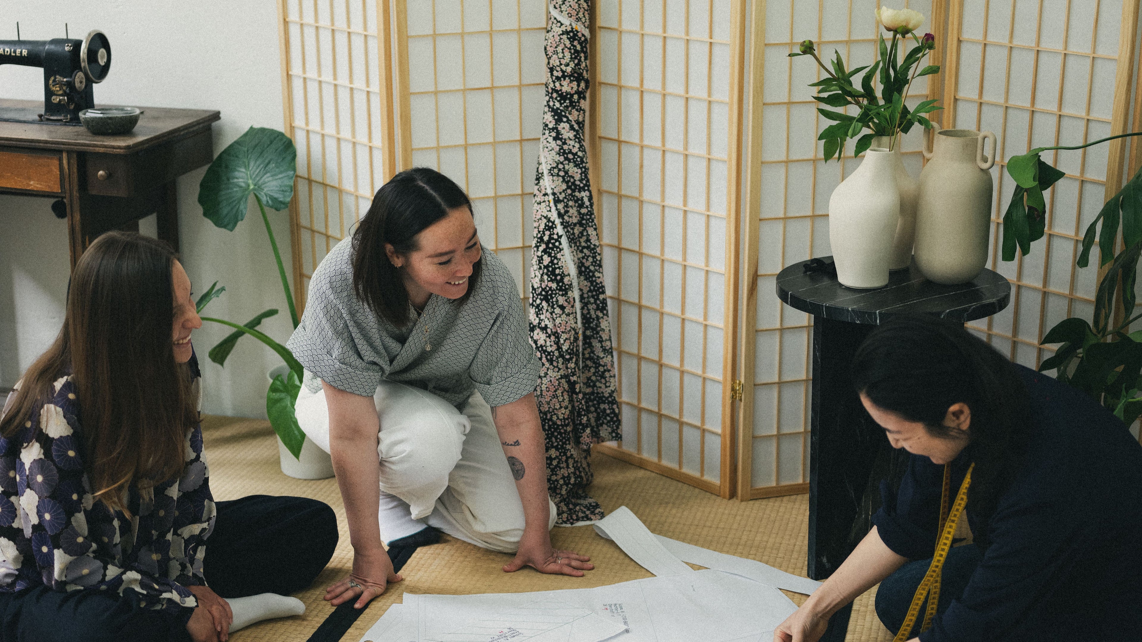 Load video: Get an exclusive behind-the-scenes look at Susumu Ai, a sustainable fashion brand. Designer Alisa Menkhaus explains the creative process and shows how handmade pieces are crafted in our atelier. Discover the production process and shop our collections on our website.